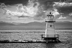 Burlington Breakwater North Light on Lake Champlain in Vermont -